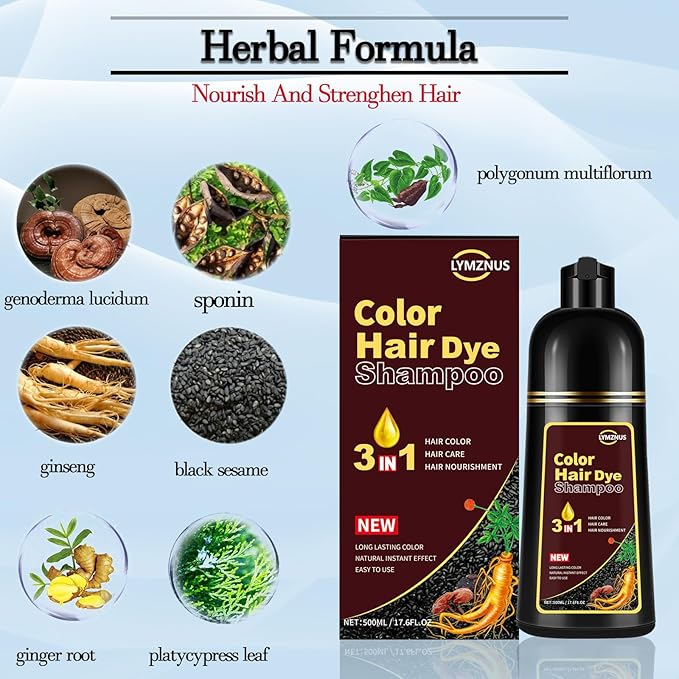 Instant Coffee Hair Dye Shampoo - 3 in 1, Hair Color Shampoo for Women & Men, Long Lasting,Light Brown Shampoo Para Pintar El Cabello, Easy to Apply at Home 500ML