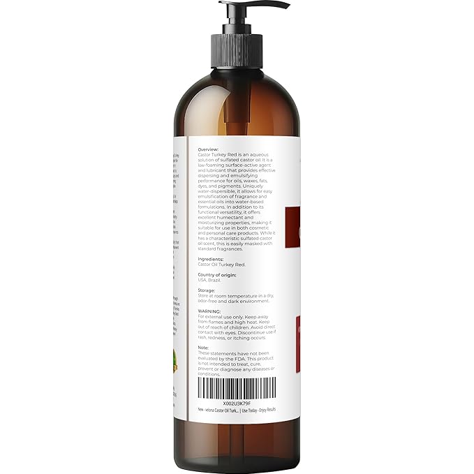 velona Castor Oil Turkey Red 8 fl oz | 100% Pure and Natural Carrier Oil | Cold Pressed | Hair, Body and Skin Care | Use Today - Enjoy Results