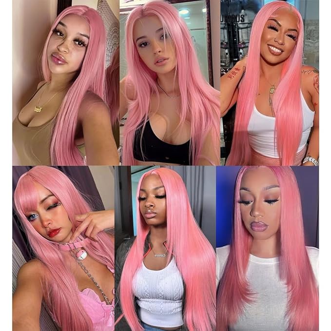 Pink Straight Bundles Light Pink Straight Bundle Mixed Length 3 Bundles 26 28 30 Inch Niegmeag Virgin Soft and Skily Remy Hair Extensions For Woman