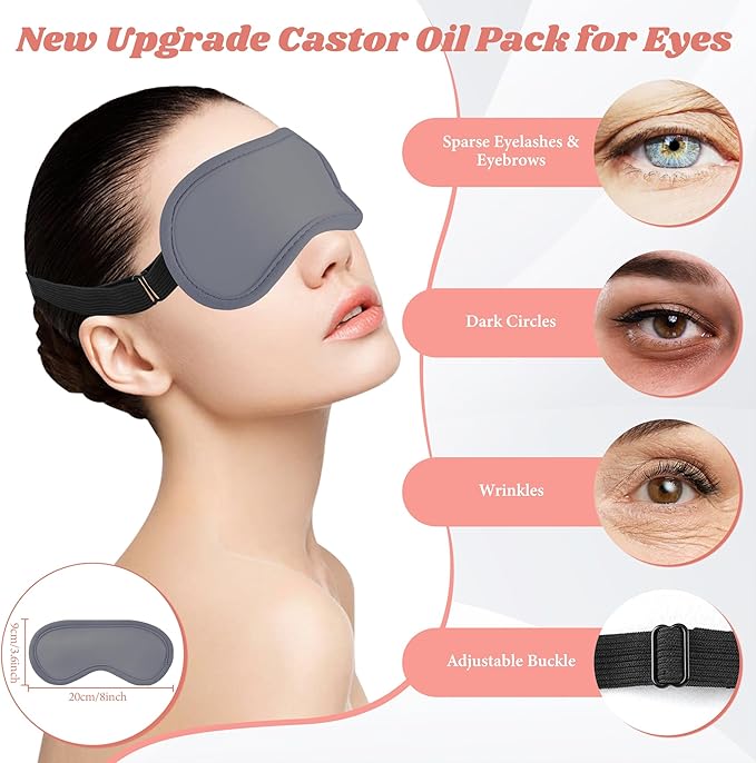 12 Pcs Castor Oil Pack Wrap-Grey, Castor Oil Pack Organic Cotton for Knees Shoulder Hands Neck Waist Chest and Feet, Adjustable Compress Pads for Entire Body