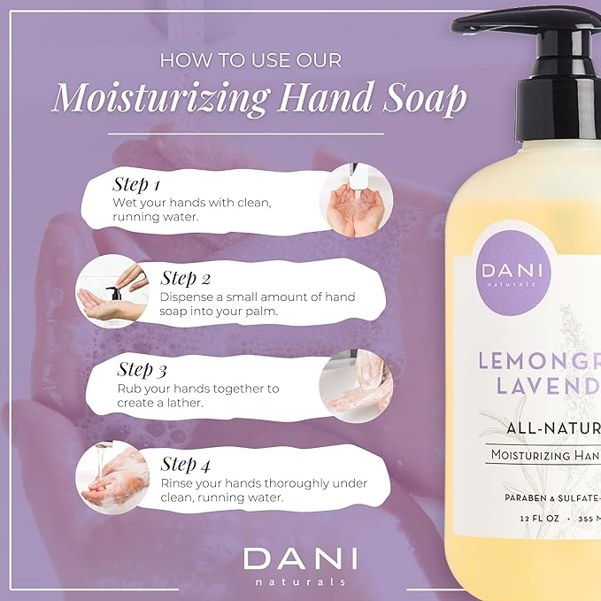 Naturals Moisturizing Hand Soap – Calming Lemongrass Lavender Scent, Hydrating, Sulfate-Free & Paraben-Free, 12 Oz Bottle with Pump, Gentle Cleansing for Dry Skin