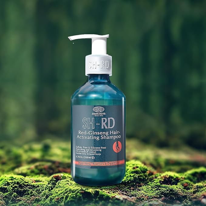 SH-RD Red Ginseng Activating Shampoo for Thinning Hair | Herbal Extract, Rosemary, Vitamin B5 | Root-Lifting, Oil Control & Anti-Dandruff | Sulfate-Free - 6.76oz/200ml