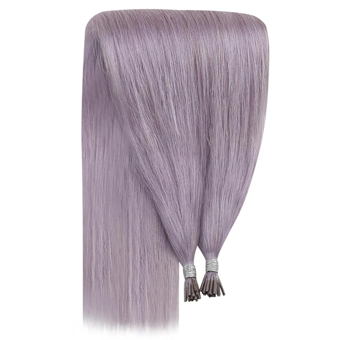 YoungSee Itip Hair Extension Real Human Hair Purple Itips Hair Extensions Real Human Hair Light Purple 24 Inch Tip Hair Extensions Color for Long Hair 25s 25g Stick Tip Hair Extensions Soft and Silky