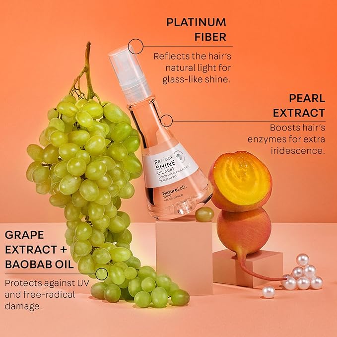 NatureLab.TOKYO Perfect Shine Oil Mist: Hair Oil Mist to Moisturize, Protect, and Reveal Immense Shine I 4 FL OZ / 120ml