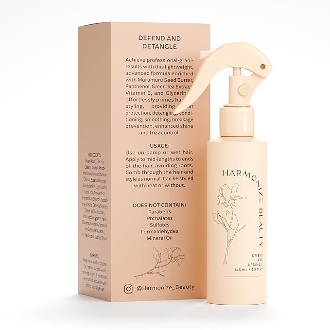 Leave-In Conditioner - 3-in-1 Detangler & Heat Protectant Spray - Sulfate-Free - Lightweight for All Hair Types - Frizz Control - Protects & Hydrates without Buildup - 4.9 fl oz