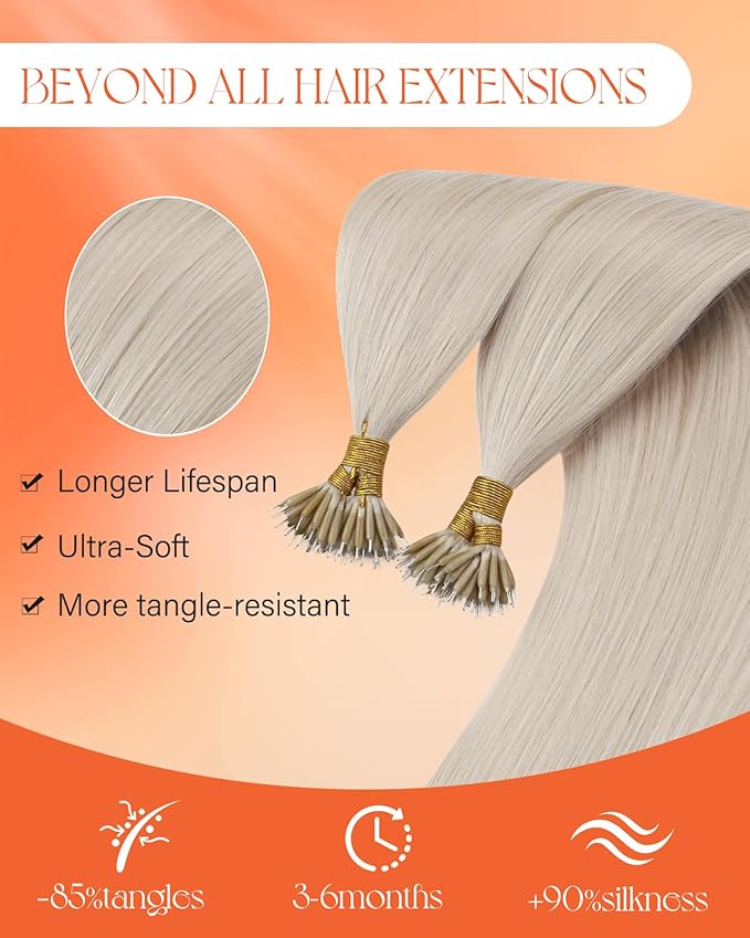 Sunny Hair Nano Extensions Human Hair Blonde Nano Tip Hair Extensions Real Human Hair 20inch Nano Loop Hair Extensions Natural Looking 50g