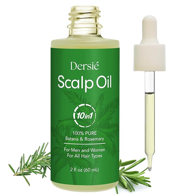 Scalp Oil for Hair Loss & Thinning Hair: Stimulates Follicles and Nourishes Scalp with Batana, Rosemary & Tea Tree – Ideal for Coily, Curly, Dry & Damaged Hair – Soothes Dry, Itchy, Flaky Scalp (60mL)