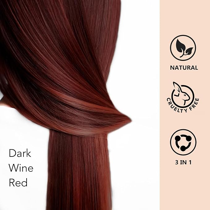 Dark Wine Red Hair Dye Shampoo 3 in 1, Dark Burgundy for Men & Women Hair Colors in Minutes, Shampoo Para Canas Long-Lasting 16.9 Fl Oz (Dark wine red)