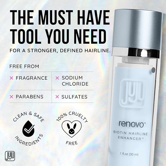 Renovo Biotin Hair Growth Serum - 1 Fl Oz Biotin Oil for Hair Growth for Women and Men, Fragrance-Free Scalp Oil Natural Hairline Enhancer for Men and Women, Scalp Serum for All Types of Hairs