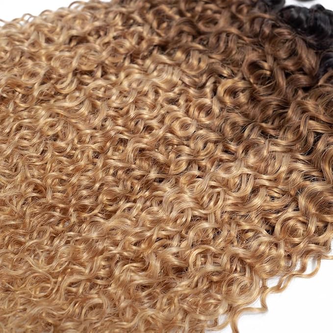 Ombre Blonde Water Wave Bundles T1B/4/27 Human Hair Bundle Niegmeag Virgin Soft and Sikly Remy Hair 3 Bundles 26 28 30 Inch Double Weft Hair Weave
