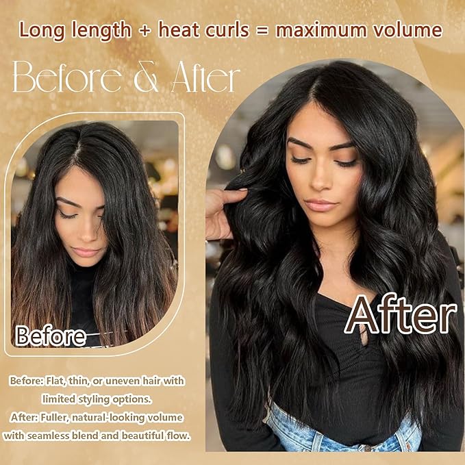 Clip in Hair Extensions Real Human Hair 75g #1 Jet Black Human Hair Extensions 15 Inches 7pcs Natural Straight Silky Black Hair Clip Ins for Black Women 75g #1