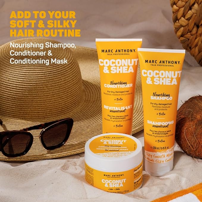 Marc Anthony Volumizing Shampoo and Conditioner Set with Coconut Oil & Shea Butter - Nourishing & Hydrating Haircare Infused with Biotin for Dry & Damaged Hair - Restore Moisture & Protects Hair