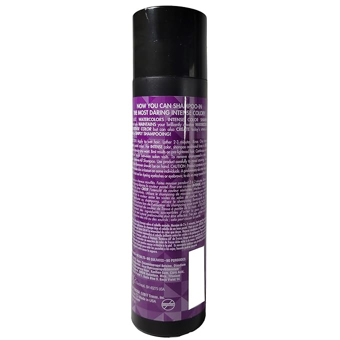 Watercolors by Tressa INTENSE 3-in-1 Color Depositing Shampoo, Semi Permanent Hair Color, Hair Dye Shampoo for Curly, Dry, and Normal Hair, 8 fl oz - PURPLE