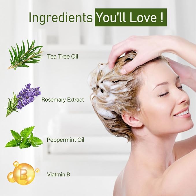 Black Hair Dye Shampoo 3 in 1, Hair Color Shampoo for Gray Hair, Tea Tree Black Hair Shampoo, Champu Para Canas, Gentle and Effective, Colors in Minutes, 16.90 Fl Oz