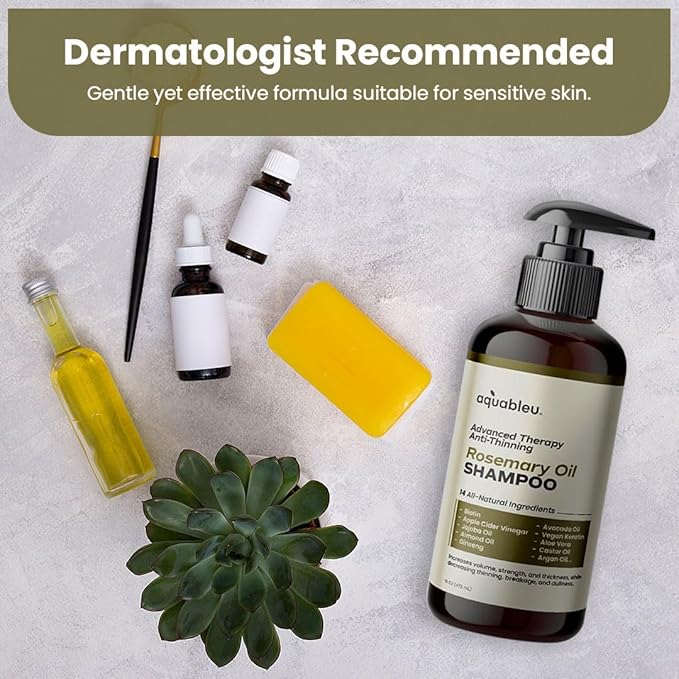 Advanced Therapy Anti-Thinning Rosemary Oil Shampoo with 14 All-Natural Ingredients for Volume, Strength, and Thickness (16oz)