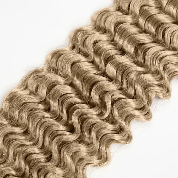 #22 Blonde Bundles Human Hair Deep Wave Bundles 28 Inch Human Hair Weave 1 Bundle Unprocessed Brazilian Virgin Hair Ash Blonde Deep Wave Human Hair Extensions 50 Grams/Bundle
