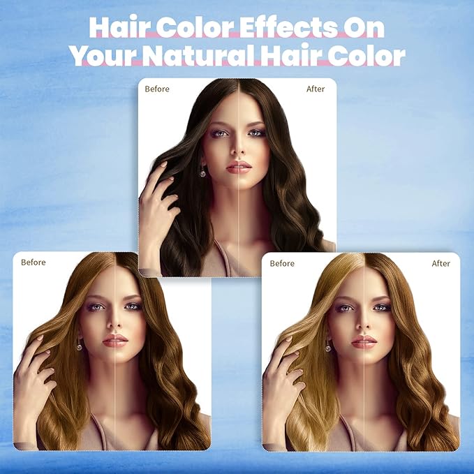 Hair Dye Shampoo for Gray Hair Coverage, 3-in-1 Semi-Permanent Color Shampoo for Women & Men Chestnut Brown