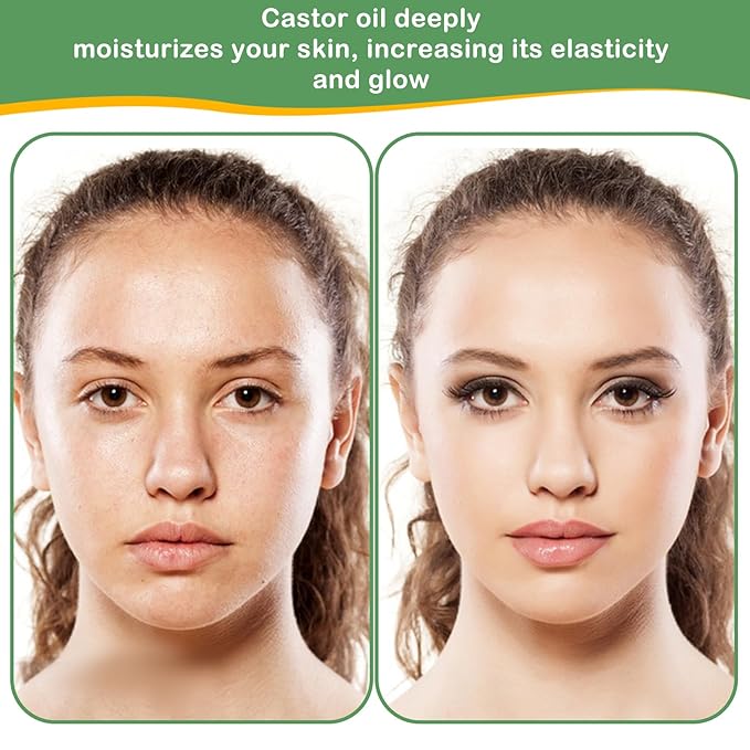 Organic Castor Oil (8oz Glass bottle) USDA Certified 100% Pure Natural, Cold Pressed, Hexane Free. Castor Oil for Hair Growth, Thicker Lashes & Fuller Brows
