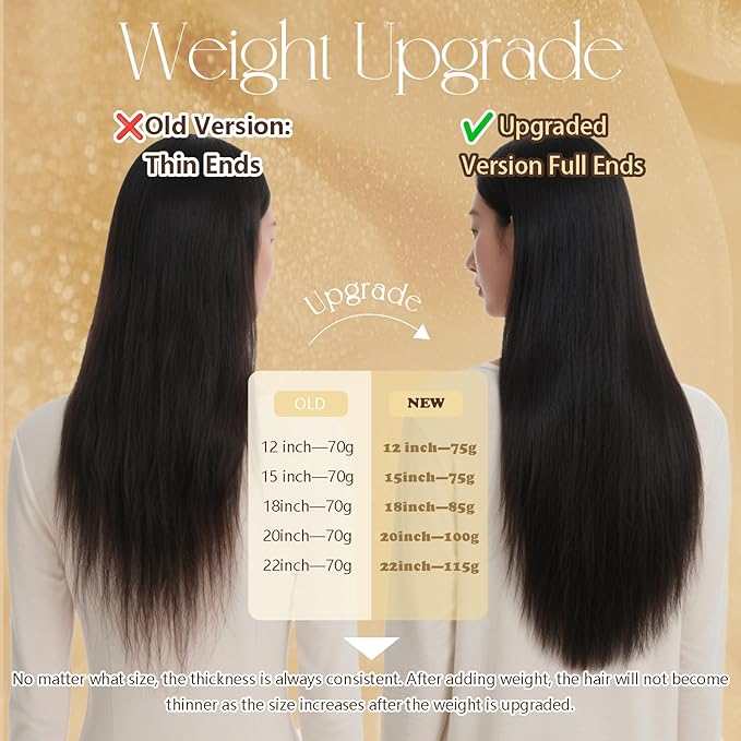 Blonde Human Hair Extensions Clip Ins 22 Inches 115g Light Brown Mixed Bleach Blonde Hair Clip in Extensions Real Human Hair Straight Silky #8/22/8 7pcs