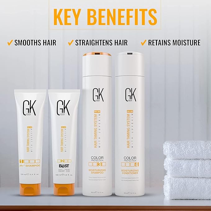 GK HAIR Global Keratin The Best Consumer Box Kit (10.1 Fl Oz/300ml) Smoothing Keratin Treatment Professional Brazilian Complex Blowout Straightening For Silky Smooth & Frizzy Hair