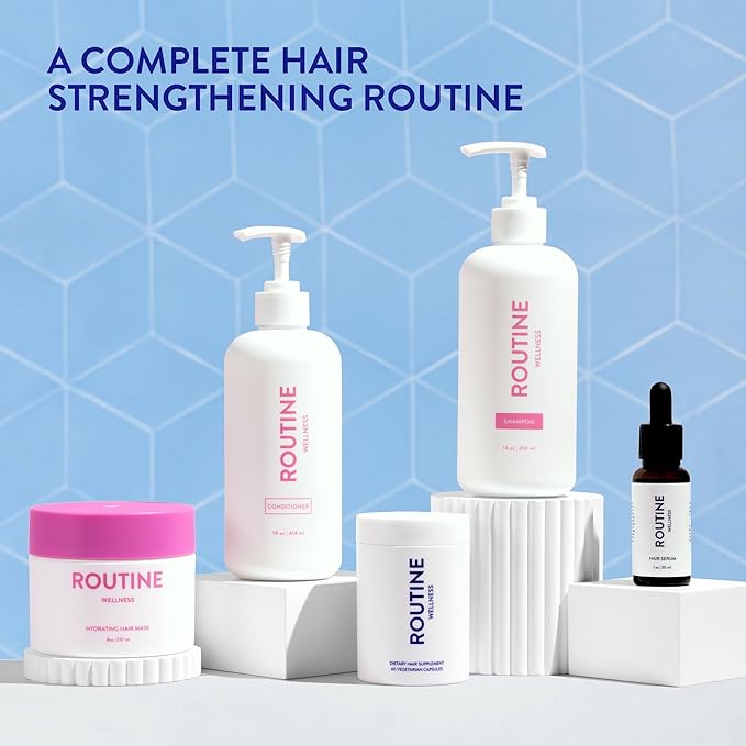 Routine Wellness 1 Liter Anti-Thinning Shampoo and Conditioner Set for Thinning Hair - Biotin DHT Blocker - Color Safe Shampoo for Hair Loss & Healthier Hair - 1 Liter Set - Unscented
