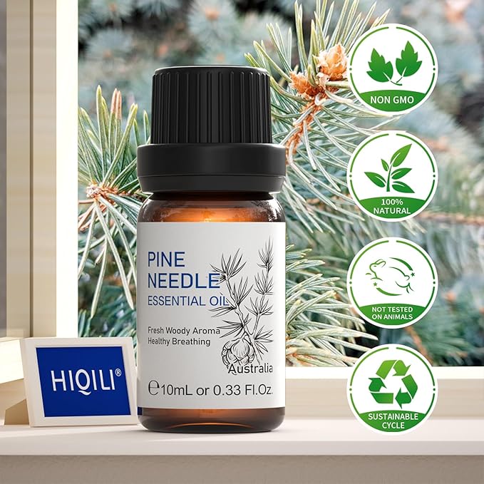 HIQILI 10ml Pine Essential Oil, 100% Pure Natural for Diffuser, Clean Spary, Winter Candle Making Scent- 0.33 Fl Oz