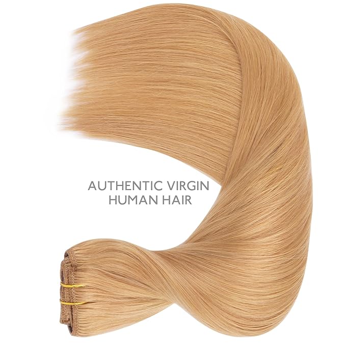 WENNALIFE Clip in Hair Extensions Real Human Hair, 24 Inch 120g 7pcs Human Hair Extensions Clip In Human Hair, Strawberry Blonde Hair Extensions Clip In Real Hair Coloured Remy Human Hair Extensions