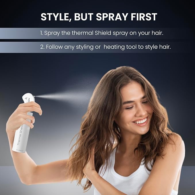 MOEHAIR Heat Protection Spray | Oil-rich Ingredients | Hair Dryer & Flat Iron Protectant | Strong, Shiny, Anti-frizz | Sulfate & Paraben-Free (8 Fl Oz)