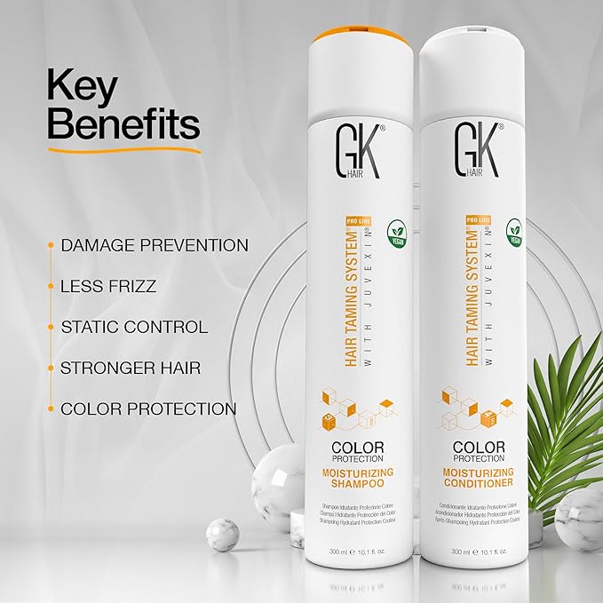 GK Hair Color Protection Moisturizing Shampoo and Conditioner Set for Color Treated Hairs, Sulfate, Paraben, and Dye Free, with Naturally Derived Clean Ingredients (10.1 Fl Oz x 2)