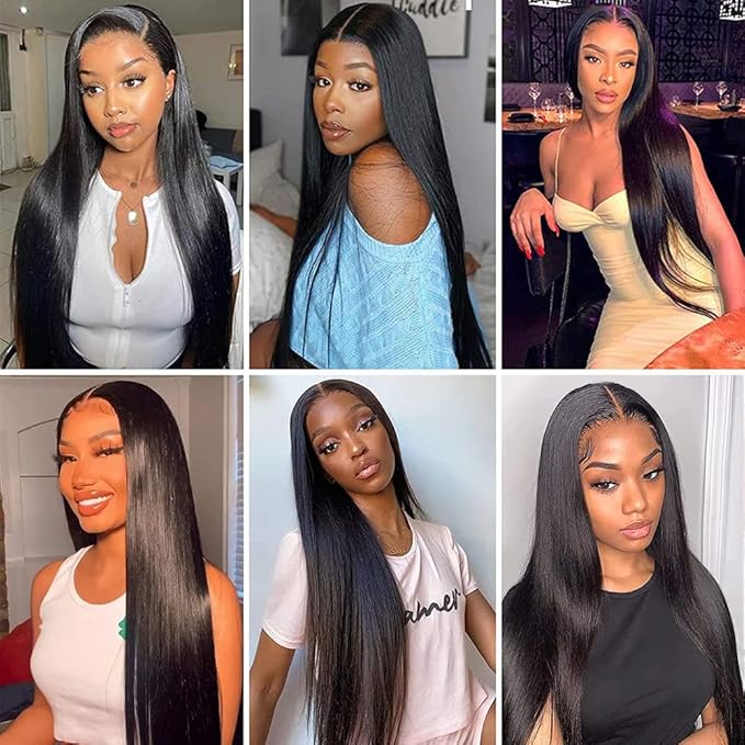 Straight Human Hair Bundles Natural Black Human Hair Bundles 20 22 24 Inch Double Weft Grade 8A Peauvian Virgin Remy Real Color 1B Straight Hair Weave