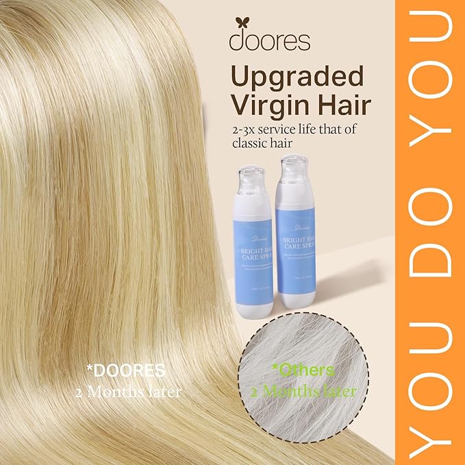 DOORES 18 Inch 9pcs Clip in Human Hair Extensions, Real Human Hair, Dirty Blonde Highlight Golden Blonde, Super Thick 150g, Wavy