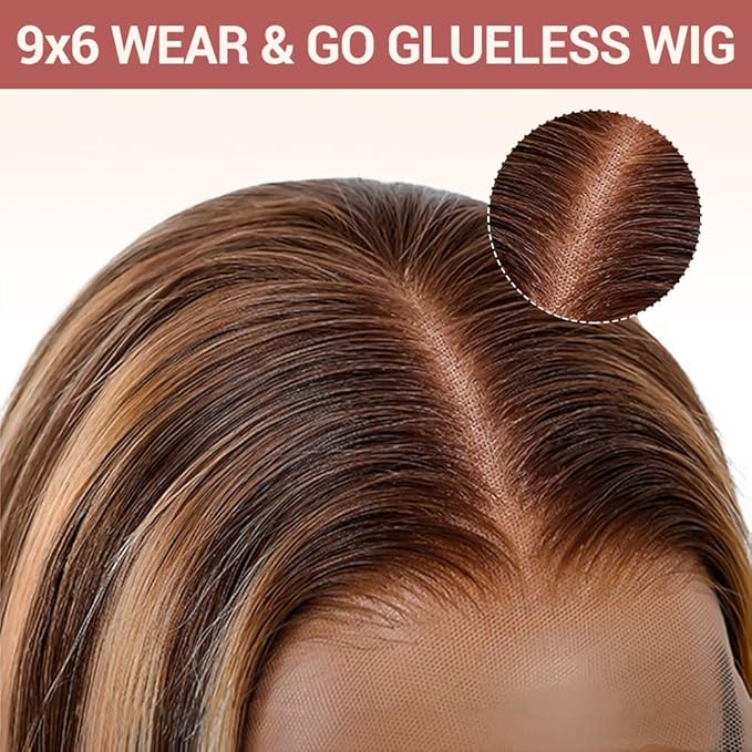 28 Inch 9x6 Blonde Glueless Lace Front Wigs Human Hair Pre Plucked Pre Cut 220% Density Loose Body Wave Wig Human Hair Glueless Wigs for Black Women