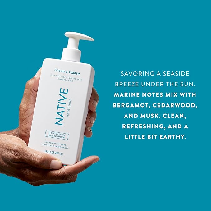 Native Ocean & Timber Shampoo and Conditioner Contain Naturally Derived Ingredients | All Hair Types, Color & Treated, Fine to Dry Damaged, Sulfate & Dye Free - 2-Pack