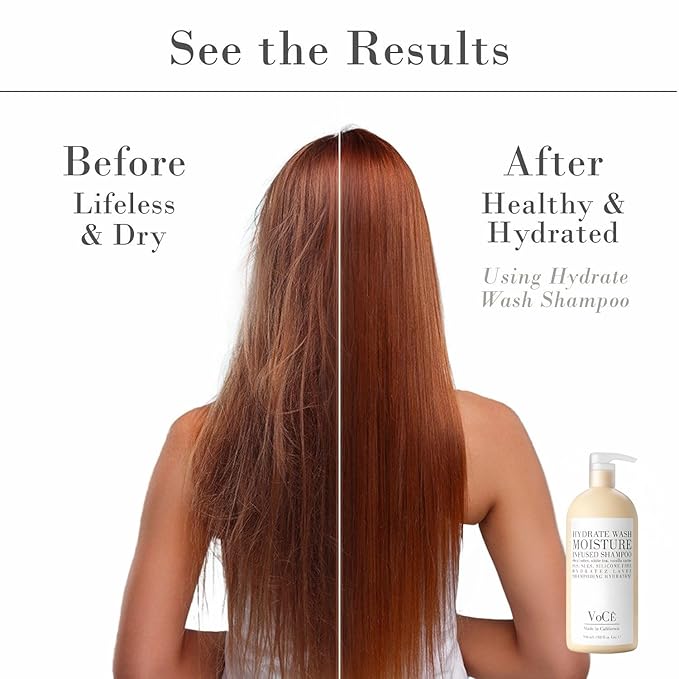 VoCÊ Natural Hydrating Shampoo for Dry, Frizzy Hair | Moisture-Infused Vegan Shampoo for Normal to Thick Hair - Non-Toxic, Cruelty-Free with Shea Butter, White Tea, Vanilla Cactus (32 oz | 946 ml)