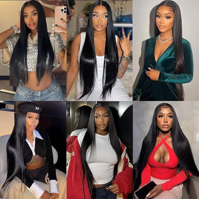 Straight Bundles Human Hair 3 Bundles 24 26 28 Inch Natural Color Double Weft Unprocessed Brazilian Virgin Remy Hair Straight Bundle Silky and Soft