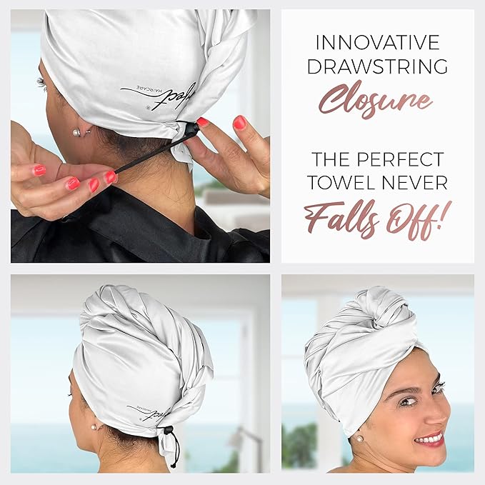 THE PERFECT HAIRCARE Microfiber Hair Large Towels Wrap for Women - Smooth as Silk - Anti-Frizz for Curly, Wavy, Straight Hair Girls - Plopping Essential - Easier to Use Than a T-Shirt - 2 Pack