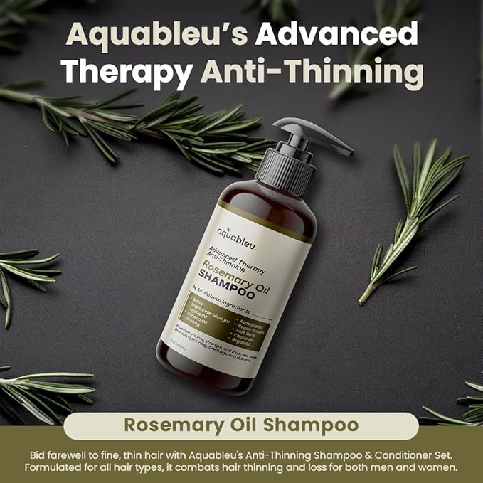 Advanced Therapy Anti-Thinning Rosemary Oil Shampoo with 14 All-Natural Ingredients for Volume, Strength, and Thickness (16oz)