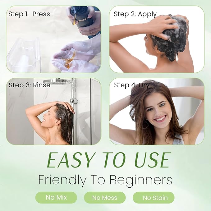 Hair Dye Shampoo 3-in-1, Instant Natural Hair Color Shampoo for Women Men Champu Para Canas Mujer Coffee, Lasting 3-4 Weeks & Easy to Use & All Hair Types & Root Touch Up, 500ml