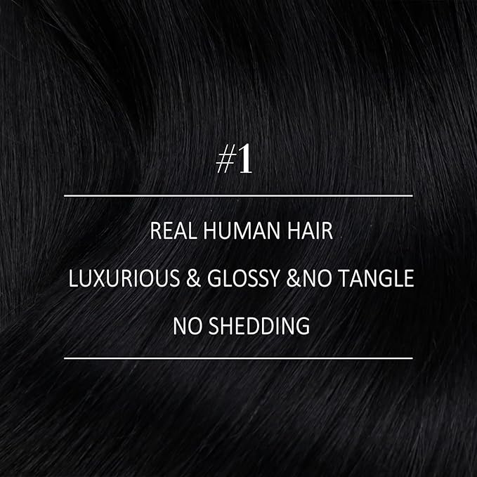 YoungSee 100G Weft Hair Extensions Black Human Hair Weft Extensions Jet Black Sew in Hair Extensions Real Human Hair Black Soft and Silky Weft Hair Extensions Human Hair 14Inch
