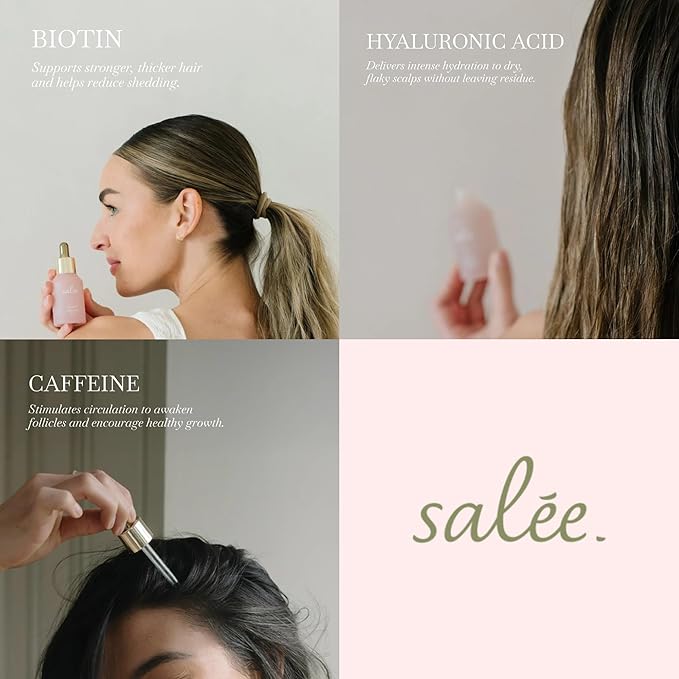 Salee- Dry Scalp Serum Nourishing & Moisture Relief | Thicker Fuller Hair, Reduce Shedding, Hydrate, Stimulate, Strengthen, Biotin, Caffeine & Hyaluronic Acid