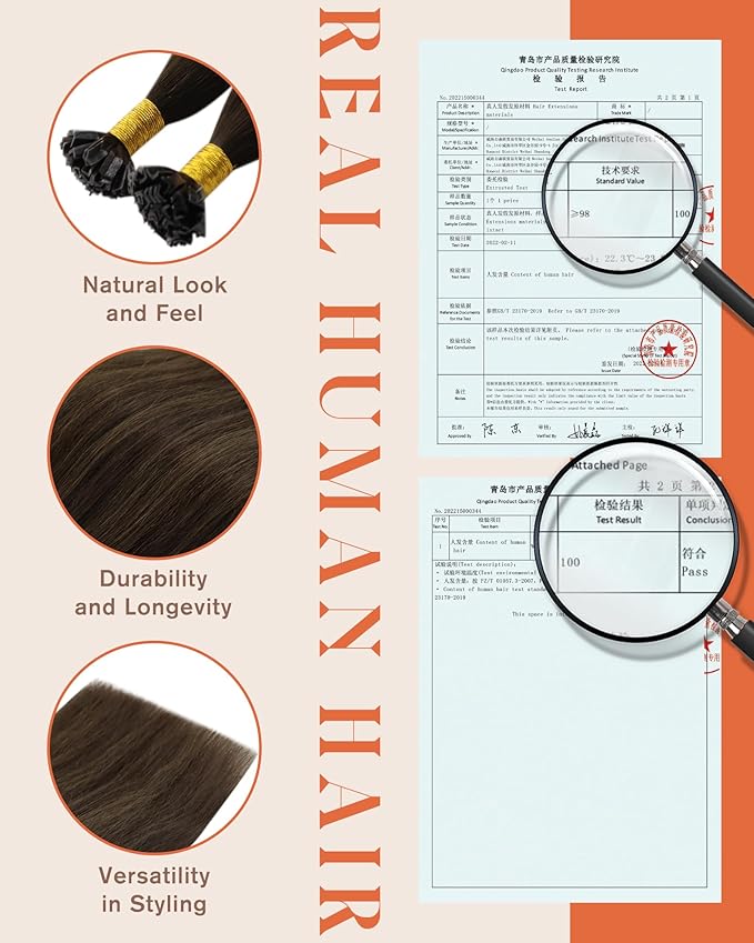 Sunny Hair Ktip Human Hair Extensions Darkest Brown to Medium Brown Keratin Human Hair Extensions 24inch K Tip Extensions Natural 50g
