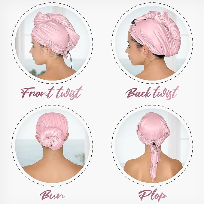 Microfiber Hair Towels Wrap for Women - Smooth as Silk - Anti-Frizz for Curly, Wavy, Straight Hair Girls - Plopping Essential - Fast Drying - Easier to Use Than a T-Shirt - 2 pack