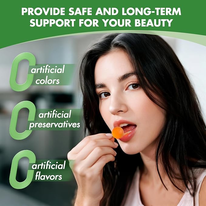 Biotin Gummies, Hair Growth Gummies with 10000 mcg Biotin/Collagen/Keratin, Hair Vitamins for Fuller Hair, Stronger Nails, Glowing Skin, Beauty Support for Women, 60 Count, Orange Flavor
