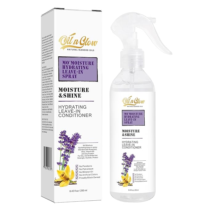 USDA Certified Rosemary Oil Lightweight Water-Based Leave In Conditioner Spray Anti-Frizz Moisturizer for Matted, Dry, Dull, Curly 4C Hair Color Safe, Paraben & Sulfate-Free. 8.45 Fl. Oz