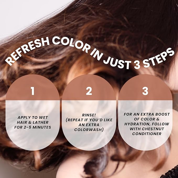 Chestnut Hydrating Color Depositing Shampoo for Color Treated Hair, 8.5 Oz - Semi Permanent Hair Dye Prevents Color Fade, Extends Color Service, Nourishes & Protects
