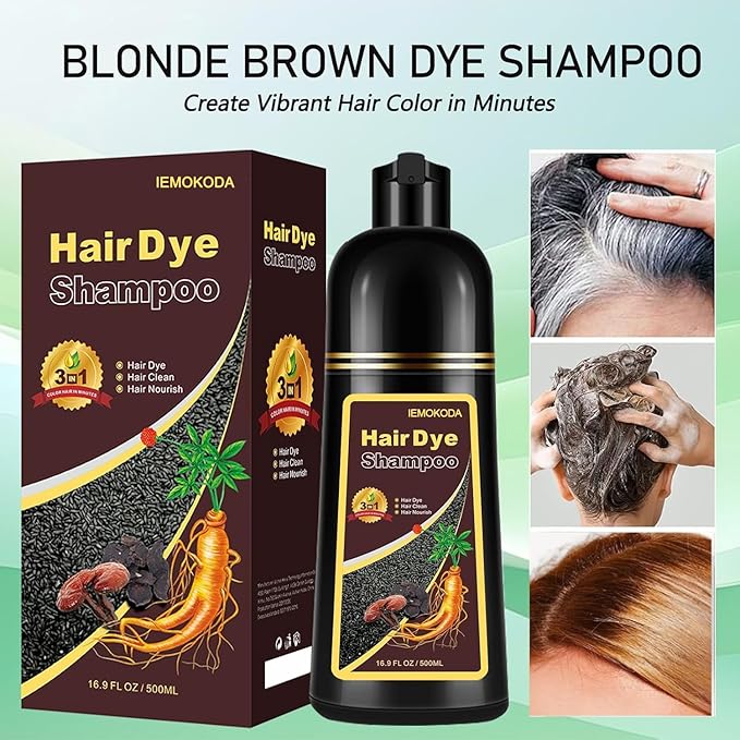 Fvquhvo Instant Hair Color Shampoo, Blonde Brown for Women Men, Long Lasting Brown Hair Dye Colors in Minutes, Easy to Use