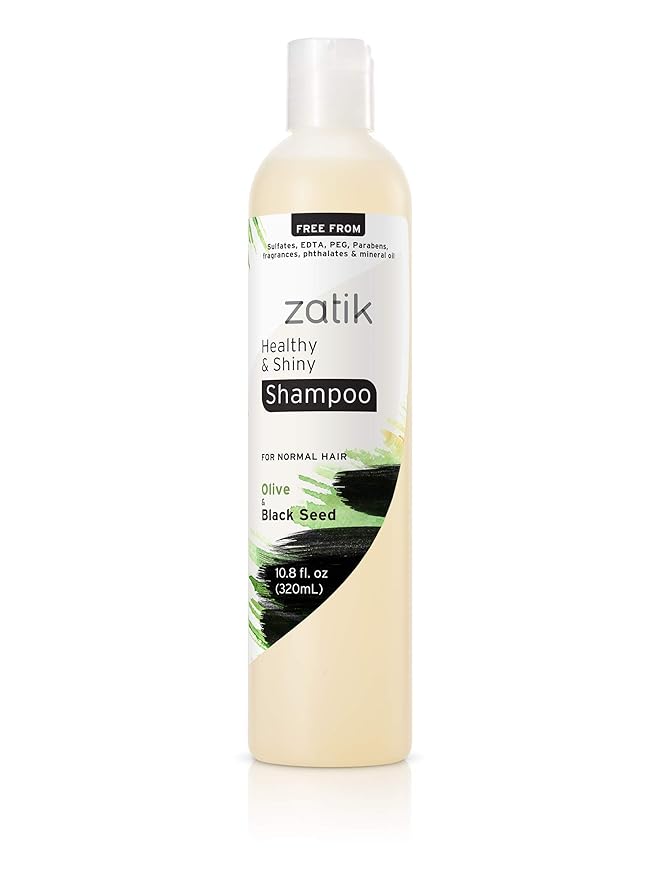 Zatik Naturals - Healthy & Shiny Shampoo and Conditioner set, with Olive and Black Seed, Voluminizing and Safe for Color Treated Hair - one of each 10.80 fl oz.