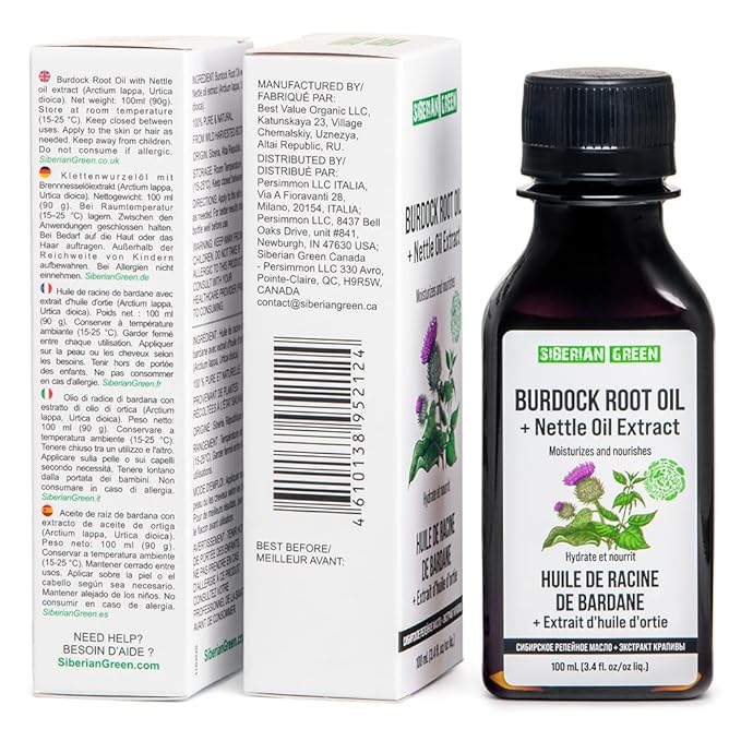 Burdock Oil with Nettle Oil Extract 100ml Natural Hair Loss Burdock Root Care Anti-Dandruff Scalp Stimulates Growth