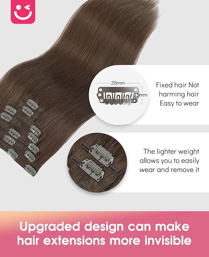 Youngsmile Human Hair Clip in Hair Extensions, Clip in Human Hair Extensions For Women, Soft Silk Straight Real Human Hair, 7 Pcs 20 Inch 120g, Color 4 Medium Brown(CLIP#4-20Inch)