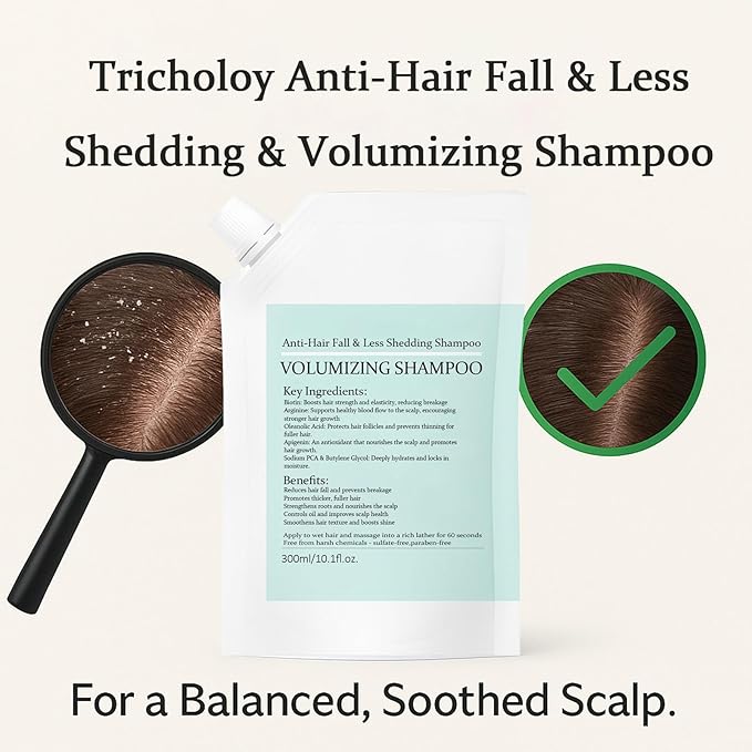 Tricholoy Anti-Hair Fall & Less Shedding & Volumizing Shampoo, Enriched with biotin, arginine, and lauric acid, Oil Control & Scalp Nourishment, Strengthens Roots, Promotes Hair Growth (2)